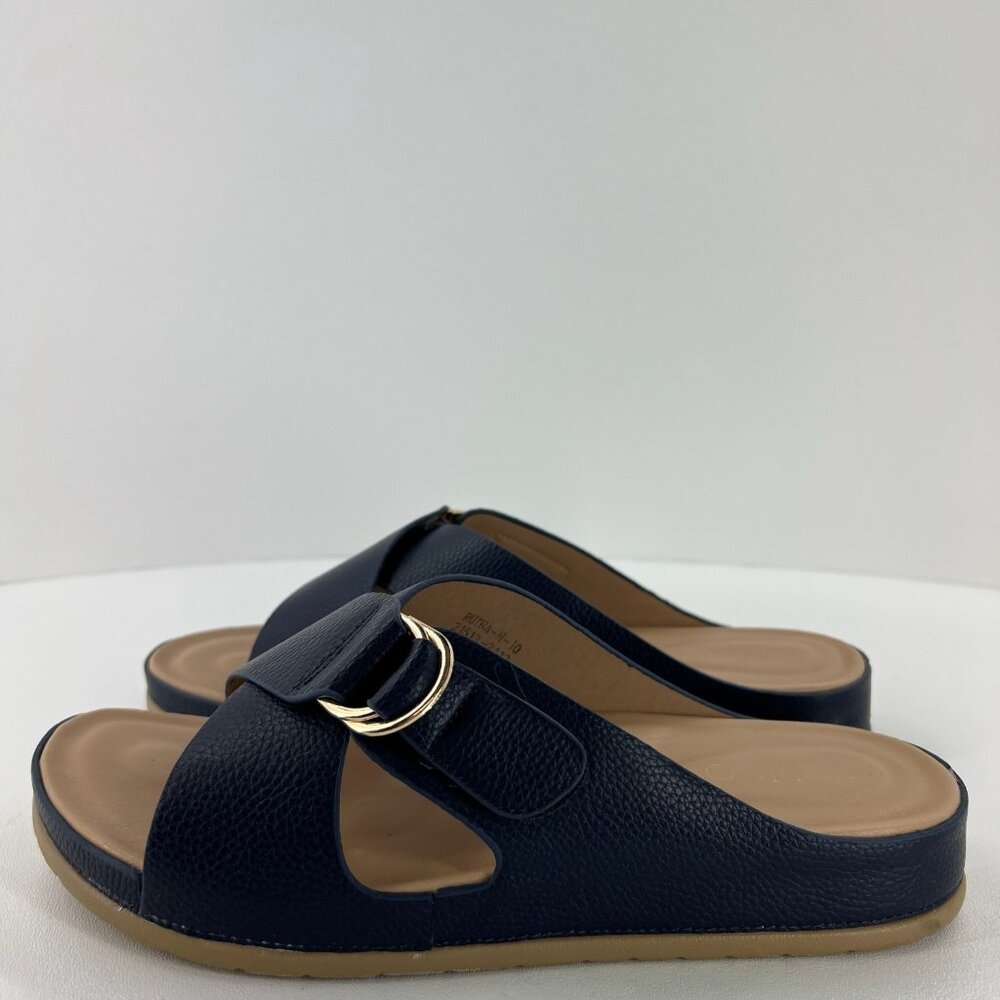 Patrizia by Spring Step Rutha Slide Sandals Women 10 Criss Cross Vegan Navy Blue - Picture 2 of 13